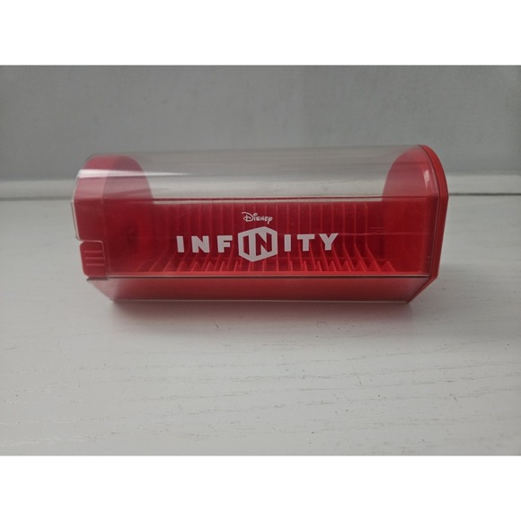 Disney Infinity Power Disc Holder Red Capsule + Handle Clear Case Few Scratches‎ - Picture 1 of 7